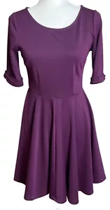 Others Follow Dress Aubergine Eggplant Purple Skater Fit Flare Knit Womens S - Picture 1 of 13