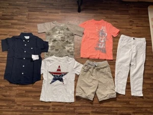 Lot of 6 - Boys Clothing: 3 pcs T-Shirt, 1 pcs Shirt, 1 pcs Shorts, 1 pcs Pants - Picture 1 of 8