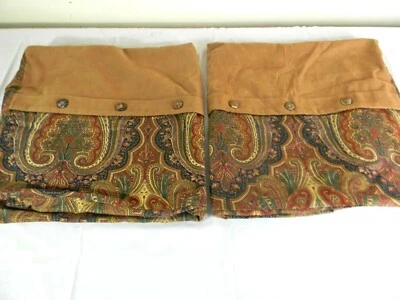 Par Waverly Marrón Paisley King Almohada Falsa Largo Microgamuza Botón Acentos Foto 1 de 4