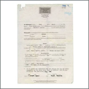 Magnum International Talent Booking 1979 Signed Performance Contract (UK) - Picture 1 of 1
