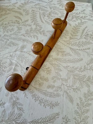Antiguo Perchero Francés Madera Sombrero Percha Ganchos Madera Bambú 20"W Foto 1 de 4