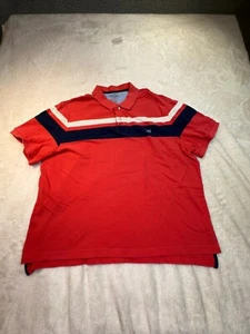 Polo Chaps Uomo XL Rosso Blu Colore Blocco Righe Preppy Golf Casual Tutti i Giorni - Foto 1 di 8
