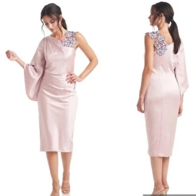 NWT JS Collections Ashlyn Embroidered Cocktail Dress Blush Floral Lace Sz 8 - Image 1 of 4