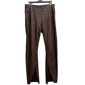 Spanx Kunstleder Leggings groß braun geteilter Saum Pull On Hose Trousers - Bild 1 von 6