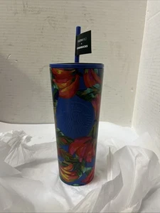Bicchiere Starbucks Farm Rio blu radiante floreale mix banana 24 oz foderato SS 2025 nuovo con scatola - Foto 1 di 2