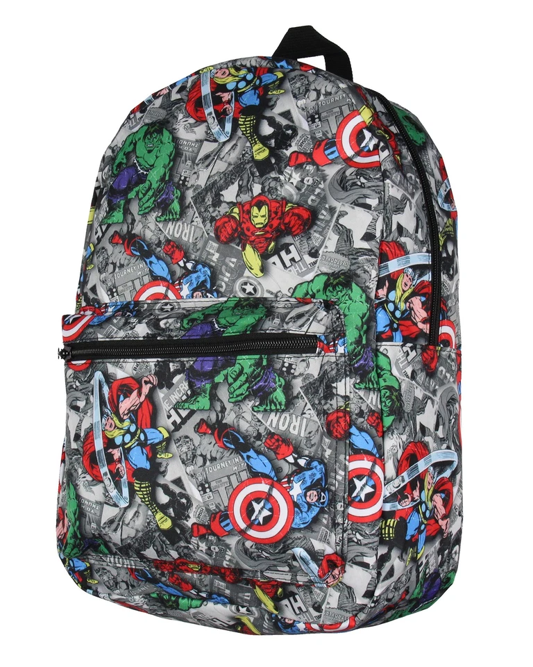 Mochila de viagem escolar laptop personagens quadrinhos vintage Marvel Avengers - Imagem 1 de 3
