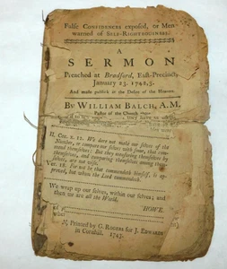 1743 Bradford MA Rev. William Balch "False Confidences Exposed" Sermon Booklet - Picture 1 of 11