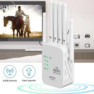 MARKENLOS WLAN Verstärker 6 Antennen WiFi Extender WLAN Repeater Signalverstärker 2,4GHz