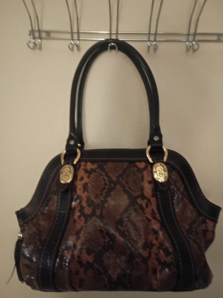 Auténtico bolso de mano de cuero Marino Orlando con estampado de pitón de diseñador Foto 1 de 4