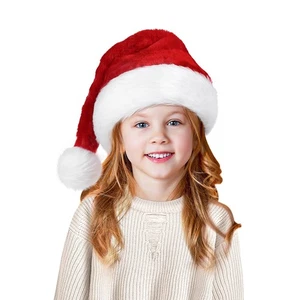 Santa Hats, Red and White Santa Hats for Kids, Unisex Velvet Touch Comfort Ch... - Picture 1 of 7