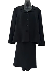 Preston & York Blazer & Skirt Suit Set Womens Size 18 Black Lined Pockets - Picture 1 of 22