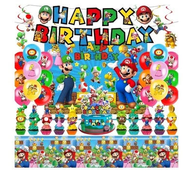 Mario Suministros de Fiesta de Cumpleaños, Decoraciones de Fiesta Mantel Telón de Fondo Decoración de Pasteles Foto 1 de 4