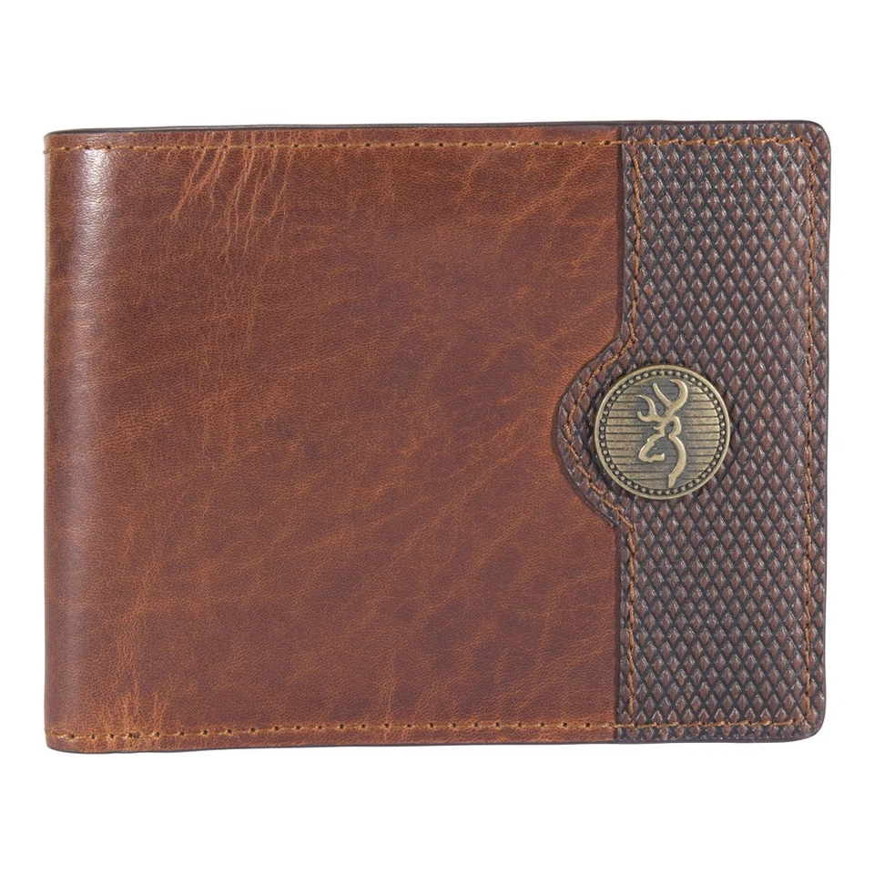 Billetera para hombre Browning de cuero genuino Western plegable, marrón Foto 1 de 4