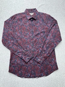 Express Shirt Mens Medium Slim Red Paisley Boho Hippie Streetwear Dark Academia - Picture 1 of 7