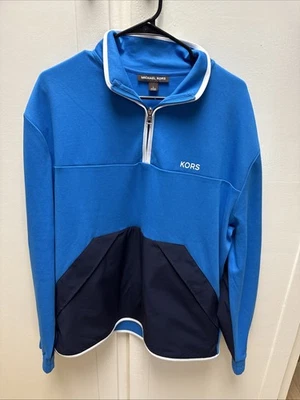 Pulôver masculino Michael Kors azul 1/4 com zíper e bolsos grande   - Imagem 1 de 4