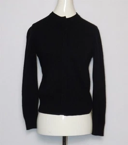 Vtg 1960s Womens EVAN PICONE Black Angora Rabbit Lambswool Cardigan Sweater Sz L - Picture 1 of 8