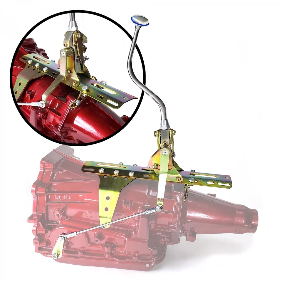 Kit de palanca de cambios de transmisión de cambio lateral de lujo con brazo de banco cromado 16 para GM TH350 Foto 1 de 4