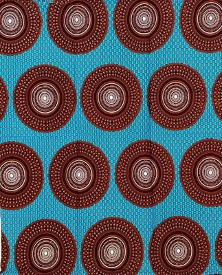 Tela estampada africana/Ankara - marrón, azul 'Afia Lagosian', patio Foto 1 de 2