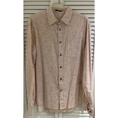 Elie Tahari Men's Cotton Dress Shirt Med Cream w/Gold Abstract Print A+ - Image 1 of 4