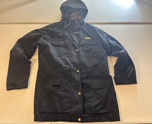 LL Bean Jacke Damen Large schwarz Kapuze Parka Nylon gefüttert Streifen Fleecebesatz - Bild 1 von 7