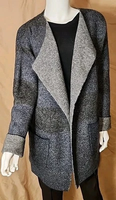 Cárdigan abierto Max Studio suave gris oscuro a rayas para mujer talla M lana mezcla Yak+ Foto 1 de 4