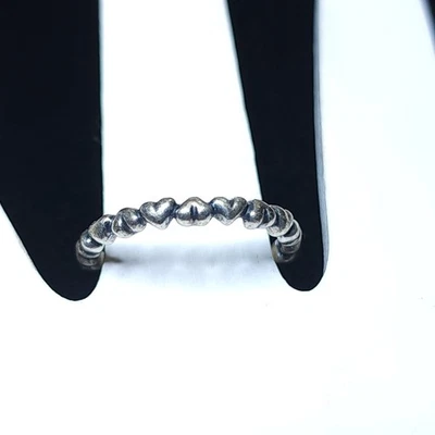 Pandora Sterling Silver Ring Forever Love Hearts size 9 stackable band 925 - Image 1 of 4