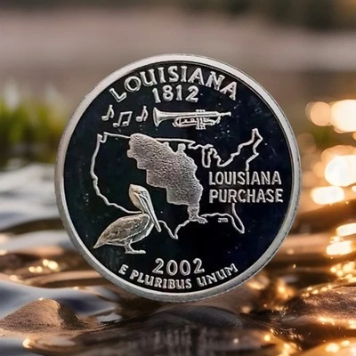 2002-S Deep Cameo PROOF 90% SILVER "Louisiana" Washington Quarter Fast Shipping - Image 1 of 4