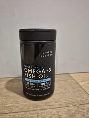 Sports Research, aceite de pescado omega-3, triple fuerza, 1250 mg, 150 cápsulas blandas Foto 1 de 4