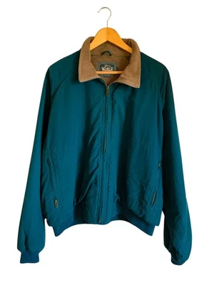 Винтажная куртка-бомбер Woolrich с флисовой подкладкой на молнии 90-е сделано в США мужская L синяя  - Изображение 1 из 4