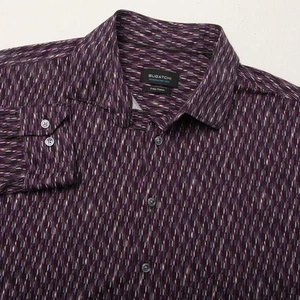 Bugatchi Shirt Mens XL Plum OoohCotton Tech 8 Way Stretch Dress Casual Top - Picture 1 of 11