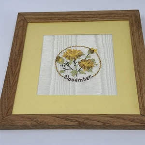 VTG Bucilla Flowers of Month Embroidery 1994 NOVEMBER Chrysanthemum Silk Ribbon - Picture 1 of 6