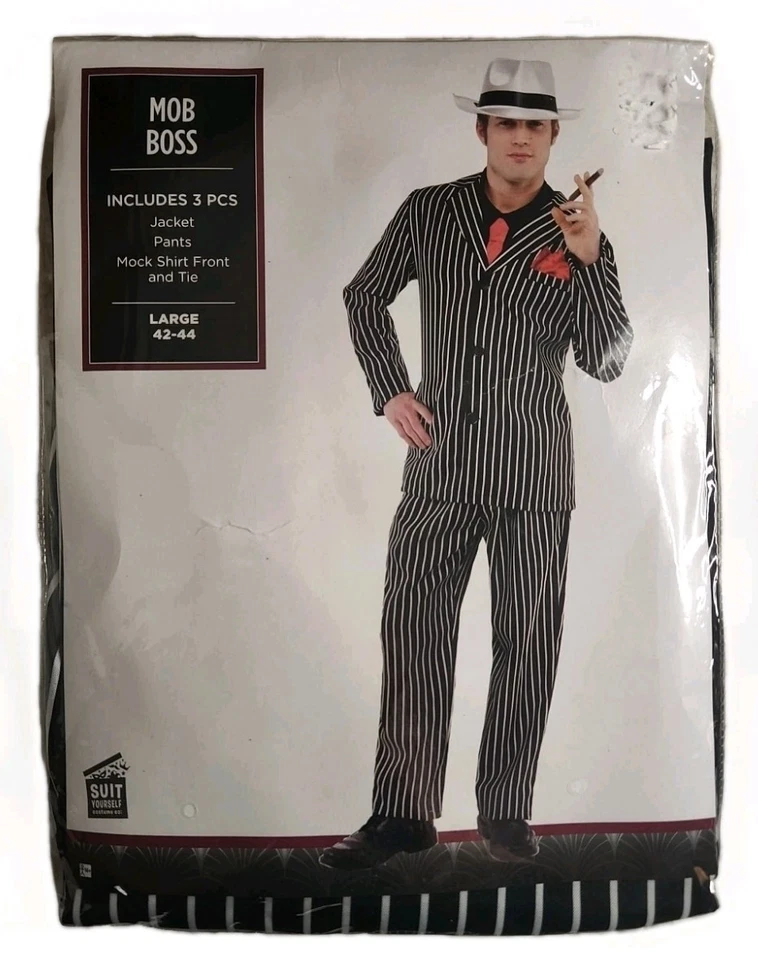 Official Suit Yourself Brand Men's Mob Boss Costume Size Large 42-44 New - Image 1 of 2