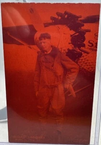 USA Aviation Exhibit Postcard Pilot Charles “Plucky”Lindbergh Ready to “Hop Off” - Picture 1 of 2