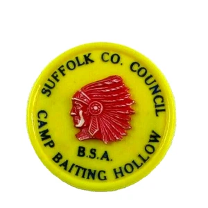 Vintage 50s Boy Scout Indian Chief Neckerchief Slide Camp Baiting Hollow Suffolk - Picture 1 of 3