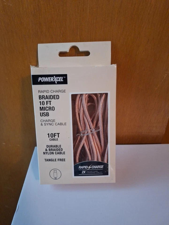 PowerXcel Durable Rapid Charge Braided 10 Ft. Micro USB Charge & Sync Cable Pink - Image 1 of 1