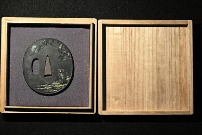 Цуба японский антикварный железный кролик Mumei дизайн периода Эдо - Изображение 1 из 4