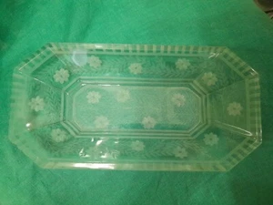 Schöne Vintage handgeätzte Glas Servierschale Floral Pickle/ Relish - Bild 1 von 10