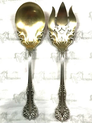 Juego de cuchara y tenedor para servir de mesa (ensalada) Alvin Florentine Sterling 7 1/4" sin mono Foto 1 de 4