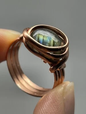 Labradorite Elegant Copper RING Size 7.0 ONLY Artisan-crafted Polished P50 - Image 1 of 4