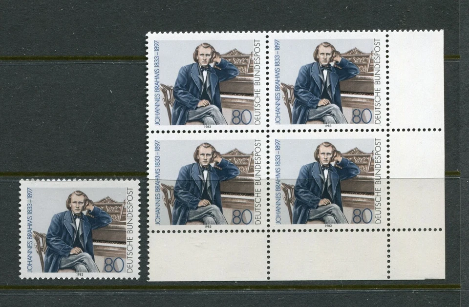 GERMANY 1983, MUSIC: JOHANNES BRAHMS - COMPOSER, Scott 1394 x 5, MNH - Image 1 of 1