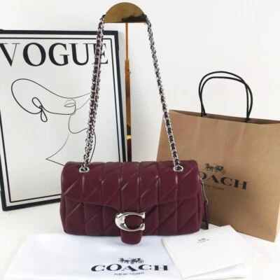 COACH Tabby 26 Quilted Shoulder Bag Leather Burgundy CP150 outlet New JPN - Image 1 of 4