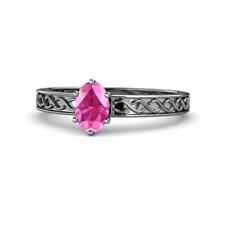 Oval Cut Pink Sapphire Solitaire Engagement Ring 1.05 ct 14K Gold JP:147391