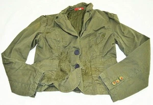 Chaqueta de mezclilla para mujer Furst Of A Kind manga larga cuello botón verde oscuro talla 8 - Imagen 1 de 7