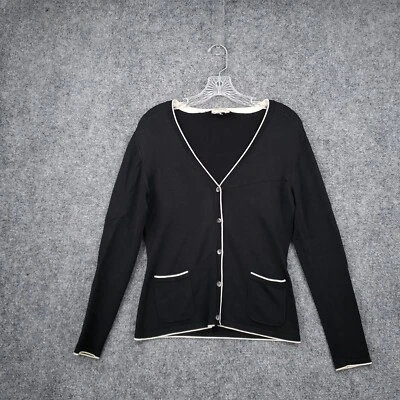 复古 Mondi Cardigan 女式 34 美国小号黑色毛衣 V 领长袖针织 — 第 1/4 张图片