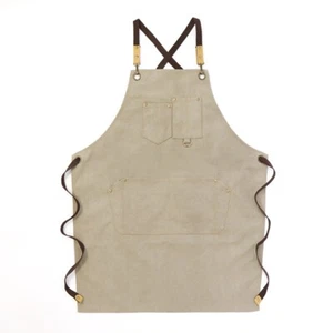 Unisex Tailor Apron Adjustable Canvas Barber Gray Workwear with Pockets NEW - Picture 1 of 7