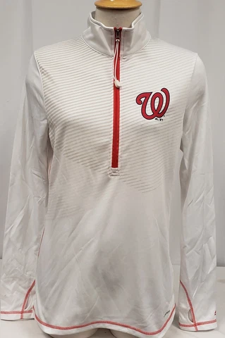 Brand New Women's Majestic MLB Washington Nationals Half-Zip Thermabase Sweater Cover