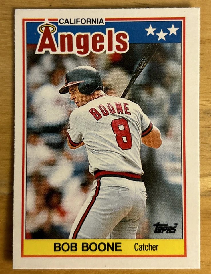 1988 Topps UK Minis American Baseball Bob Boone Card #6 Angels O/C - Image 1 of 2