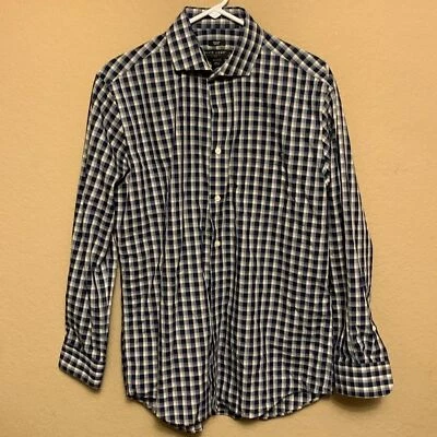 Pronto Uomo Men’s Long Sleeve Button Down Shirt Size 16 Gray/Blue Checkered - Image 1 of 4