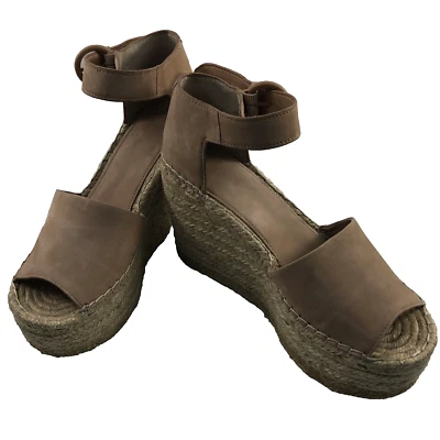 Zapatos Marc Fisher para mujer 9 cuero tostado gamuza yute plataforma tacones alpargata Foto 1 de 4