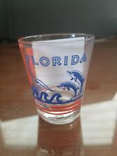 Florida Shot Glass.    Orange & Blue.  Blue dot.